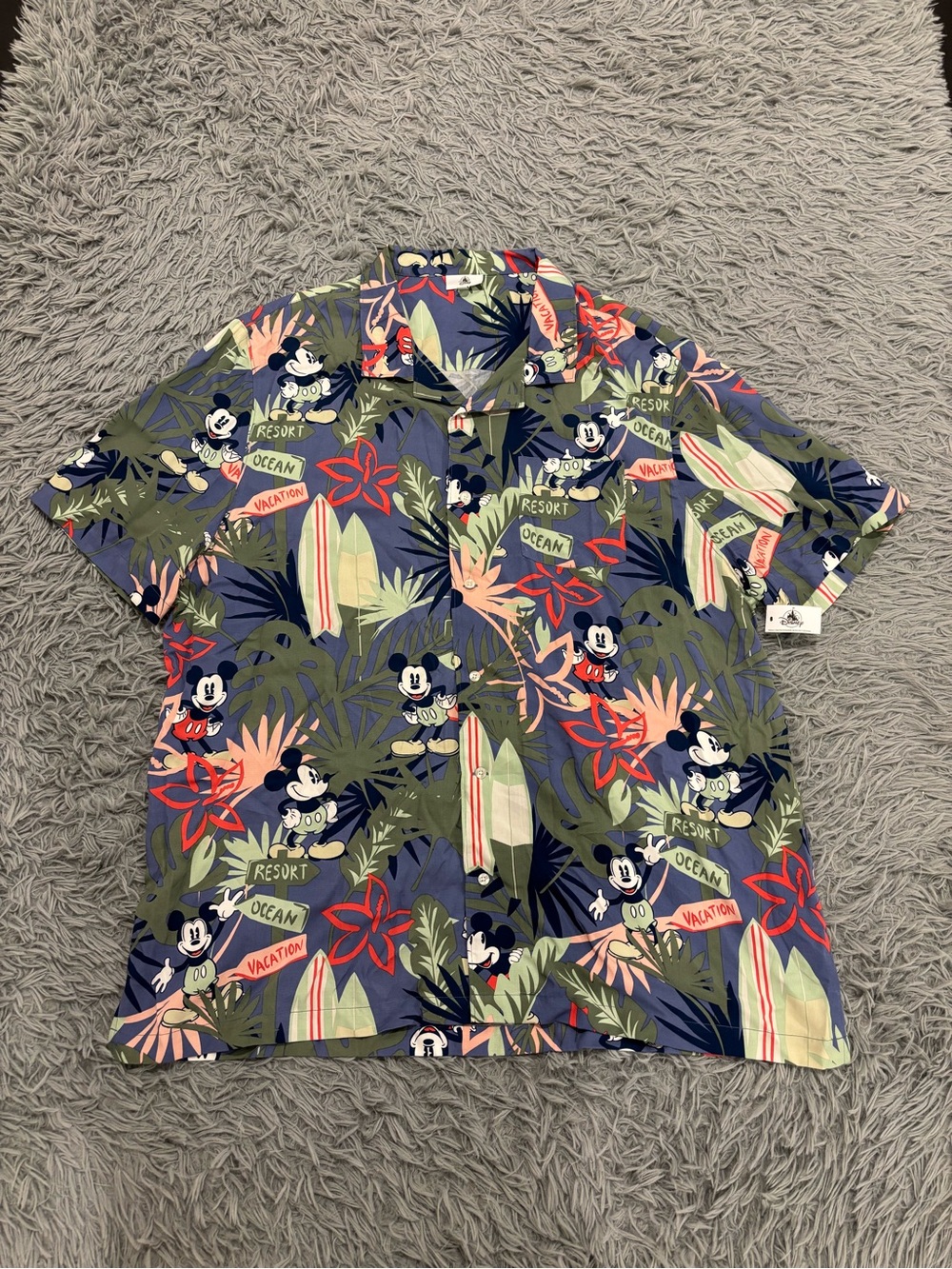 NEW Disney Parks Mickey Resort Ocean Vacation Hawaiian Button Down Shirt 3XL